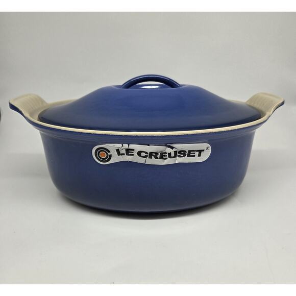 Vtg. Le Creuset Terrine Oval 28cm Azure Blue Williams-Sonoma Covered Casserole - Picture 1 of 10